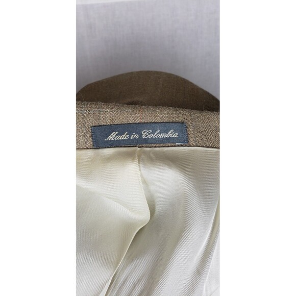 Oscar de la Renta Silk Wool Blend Tan Pinstriped Blazer Sport Jacket Mens 44L - Picture 5 of 8